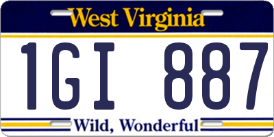 WV license plate 1GI887