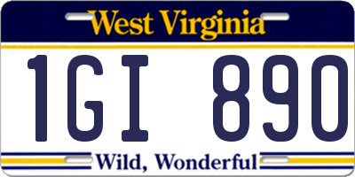 WV license plate 1GI890