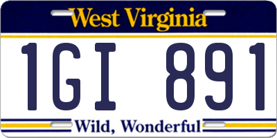 WV license plate 1GI891