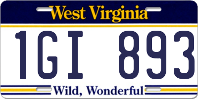 WV license plate 1GI893