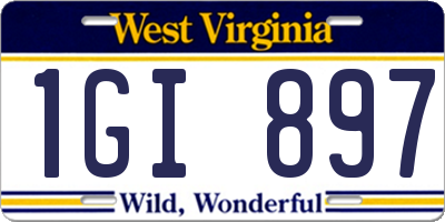 WV license plate 1GI897