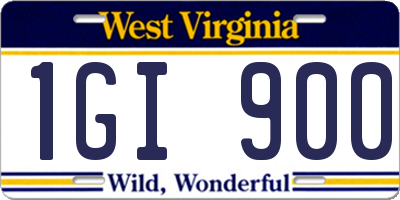 WV license plate 1GI900