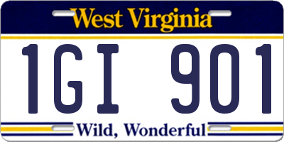WV license plate 1GI901