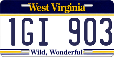 WV license plate 1GI903