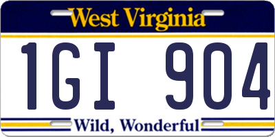 WV license plate 1GI904