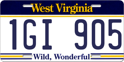 WV license plate 1GI905