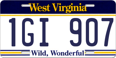WV license plate 1GI907