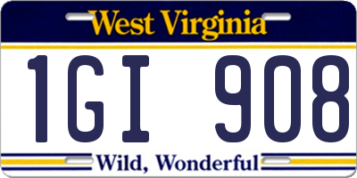 WV license plate 1GI908