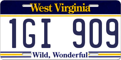 WV license plate 1GI909