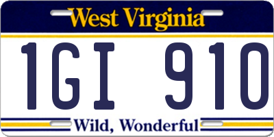 WV license plate 1GI910