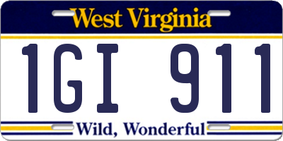 WV license plate 1GI911