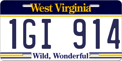 WV license plate 1GI914