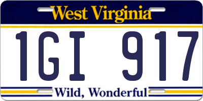 WV license plate 1GI917