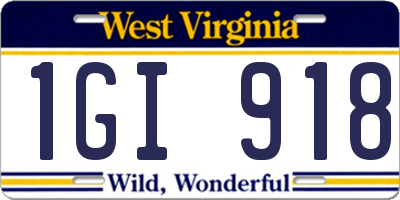WV license plate 1GI918