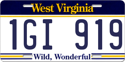 WV license plate 1GI919