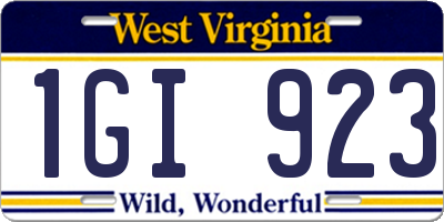 WV license plate 1GI923