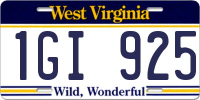 WV license plate 1GI925