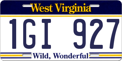 WV license plate 1GI927