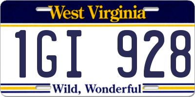 WV license plate 1GI928