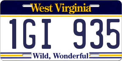 WV license plate 1GI935