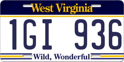WV license plate 1GI936