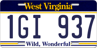 WV license plate 1GI937