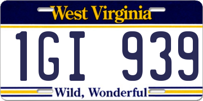 WV license plate 1GI939