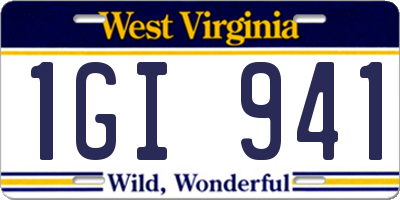 WV license plate 1GI941