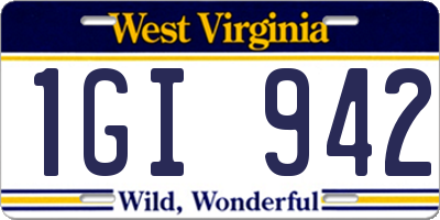 WV license plate 1GI942