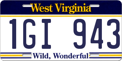 WV license plate 1GI943