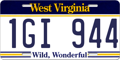 WV license plate 1GI944