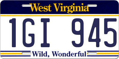 WV license plate 1GI945
