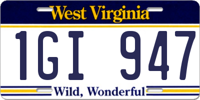 WV license plate 1GI947