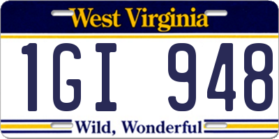 WV license plate 1GI948