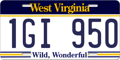 WV license plate 1GI950