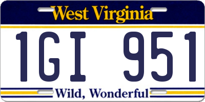 WV license plate 1GI951