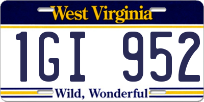 WV license plate 1GI952