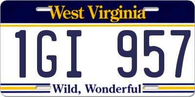WV license plate 1GI957