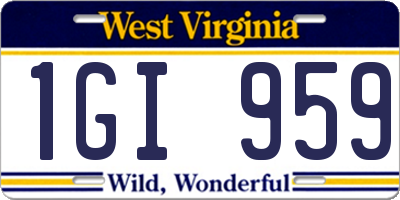 WV license plate 1GI959