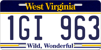WV license plate 1GI963