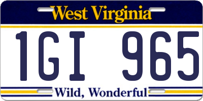 WV license plate 1GI965