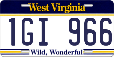 WV license plate 1GI966