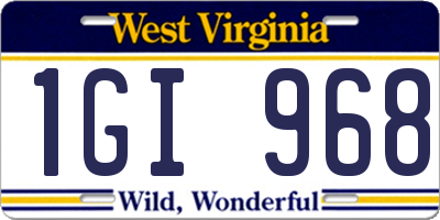 WV license plate 1GI968
