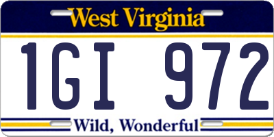 WV license plate 1GI972