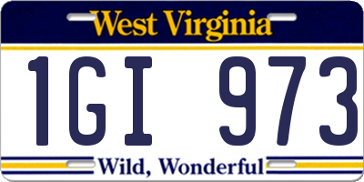 WV license plate 1GI973