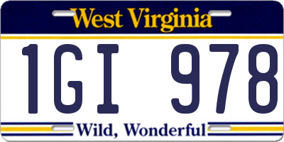 WV license plate 1GI978