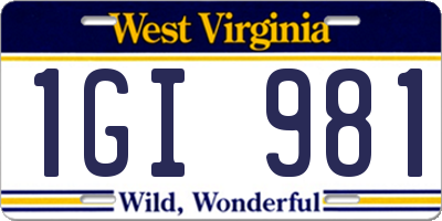 WV license plate 1GI981