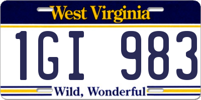 WV license plate 1GI983