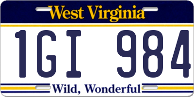 WV license plate 1GI984