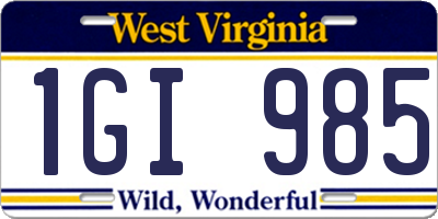 WV license plate 1GI985